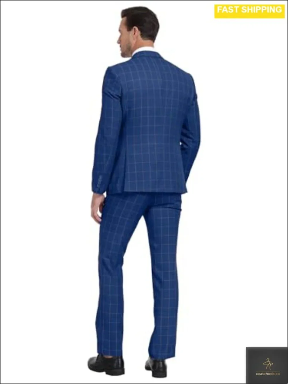 Men's 3 Piece Plaid Slim Fit Suit Set Blazer Vest Pant Formal Wedding